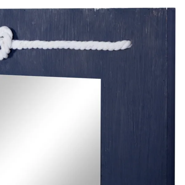 Decorative Mirrors-Kirkland's Home Blue Wood Frame Mirror With White Rope