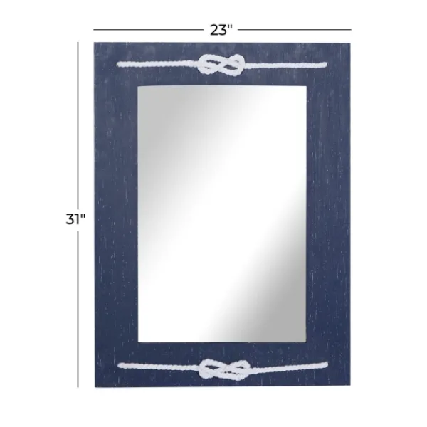 Decorative Mirrors-Kirkland's Home Blue Wood Frame Mirror With White Rope