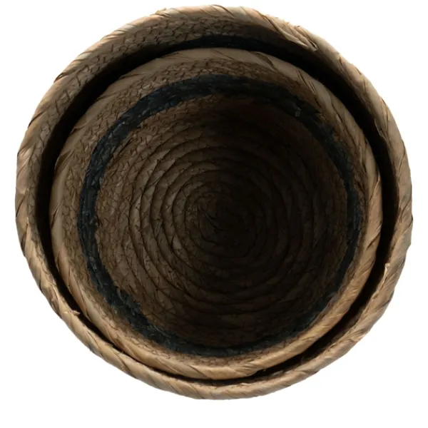 Baskets & Boxes-Kirkland's Home Blue Woven Cattail Baskets, Set Of 2 Tan/Blue