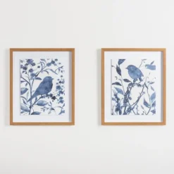 Framed Art-Kirkland's Home Bluebird On Branch Ii Framed Art Print White/Blue