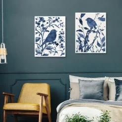Canvas Art-Kirkland's Home Bluebird Silhouette Canvas Art Prints, Set Of 2 Blue/White