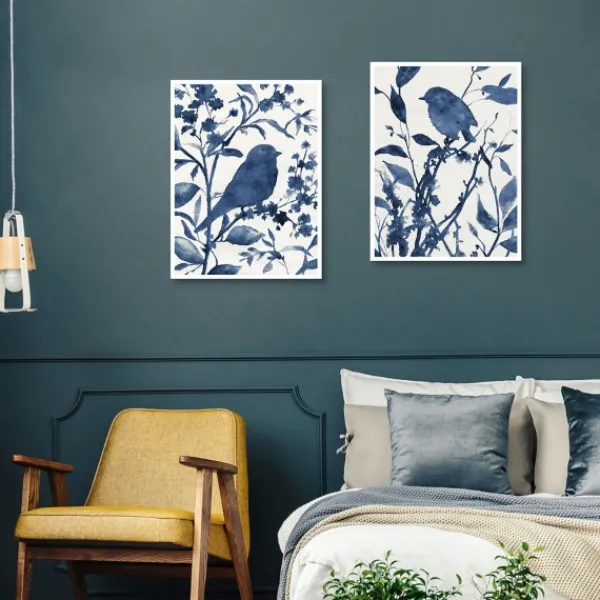 Canvas Art-Kirkland's Home Bluebird Silhouette Canvas Art Prints, Set Of 2 Blue/White