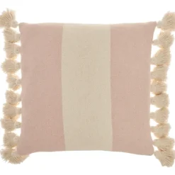 Pillows-Kirkland's Home Blush And Ivory Striped Tassel Pillow Pink/Ivory
