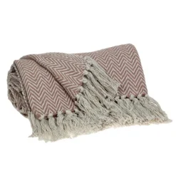 Blankets & Throws-Kirkland's Home Blush Chevron Cotton Handloomed Tassel Throw White/Pink