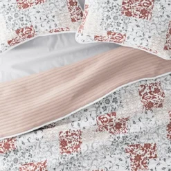 Quilts-Kirkland's Home Blush Patchwork Reversible 3-Pc. King Quilt Set Pink/White/Gray