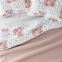 Quilts-Kirkland's Home Blush Patchwork Reversible 3-Pc. King Quilt Set Pink/White/Gray