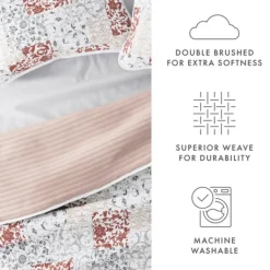Quilts-Kirkland's Home Blush Patchwork Reversible 3-Pc. Queen Quilt Set Pink/White/Gray