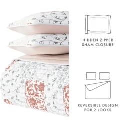 Quilts-Kirkland's Home Blush Patchwork Reversible 3-Pc. Queen Quilt Set Pink/White/Gray
