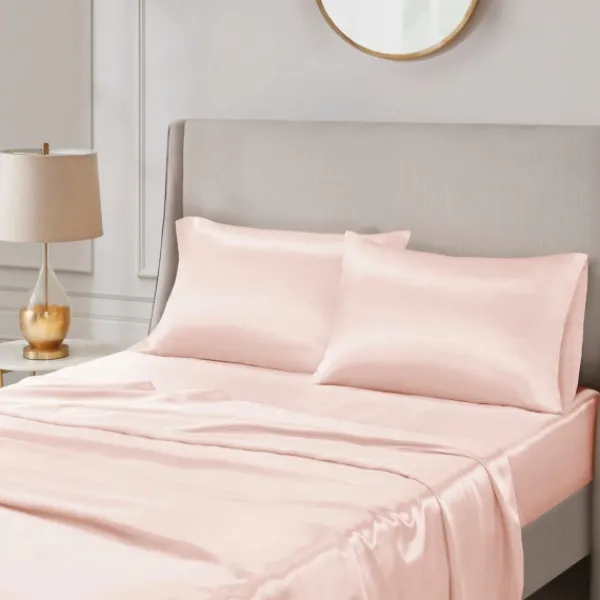 Bed Sheets-Kirkland's Home Blush Satin King 2-Pc. Pillow Case Set Pink