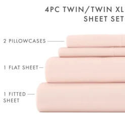 Bed Sheets-Kirkland's Home Blush Ultra Soft 4-Pc. Twin Sheet Set Pink