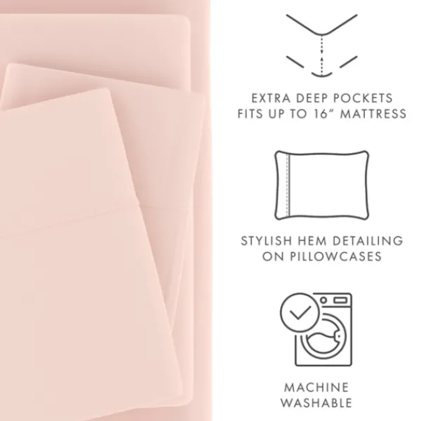 Bed Sheets-Kirkland's Home Blush Ultra Soft 4-Pc. Twin Sheet Set Pink