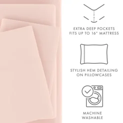 Bed Sheets-Kirkland's Home Blush Ultra Soft 3-Pc. Twin Xl Sheet Set Pink