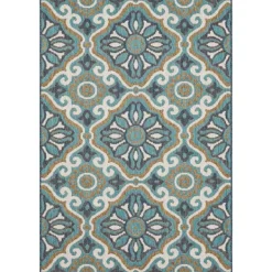 Outdoor Rugs-Kirkland's Home Boho Ikat Indoor/Outdoor Area Rug, 5X7 Blue