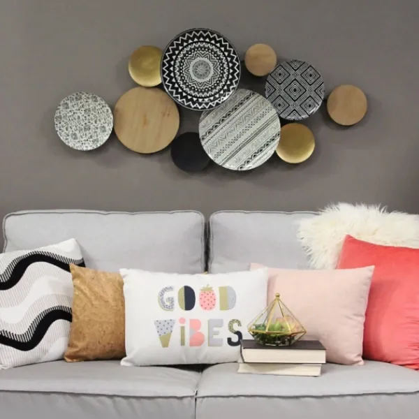Wall Plaques-Kirkland's Home Boho Medley Plates Wall Plaque Black/White/Gold/Brown