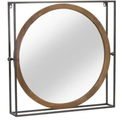 Decorative Mirrors-Kirkland's Home Bold Iron And Wood Square Framed Mirror