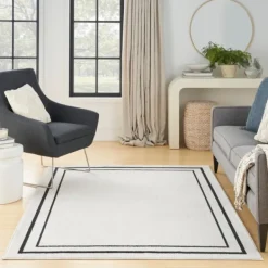 Outdoor Rugs-Kirkland's Home Bordered Indoor/Outdoor Area Rug, 5X7 Ivory