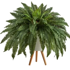 Trees & Topiaries-Kirkland's Home Boston Fern Arrangement In White Planter