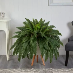 Trees & Topiaries-Kirkland's Home Boston Fern Arrangement In White Planter