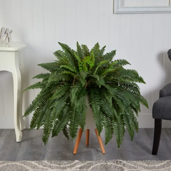 Trees & Topiaries-Kirkland's Home Boston Fern Arrangement In White Planter
