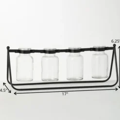 Vases-Kirkland's Home 4-Bottle Runner Vase Black