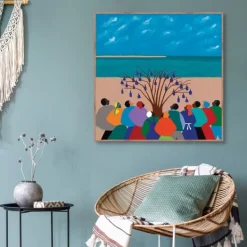 Framed Art-Kirkland's Home Bottle Tree Gullah Islands Framed Canvas Art Print Blue/Tan/Multi