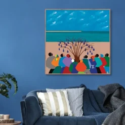 Framed Art-Kirkland's Home Bottle Tree Gullah Islands Framed Canvas Art Print Blue/Tan/Multi