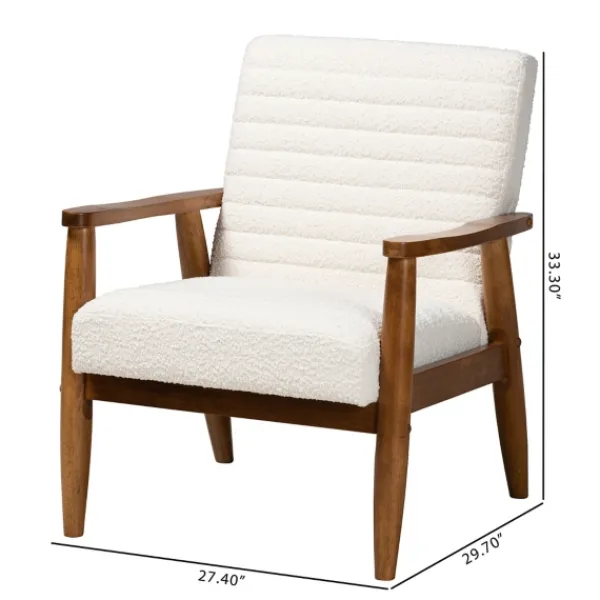 Accent Chairs-Kirkland's Home Boucle & Wood Frame Accent Chair Ivory