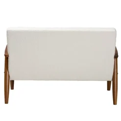 Sofas & Loveseats-Kirkland's Home Boucle & Wood Frame Loveseat Ivory