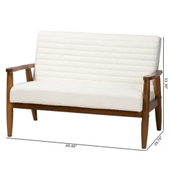 Sofas & Loveseats-Kirkland's Home Boucle & Wood Frame Loveseat Ivory