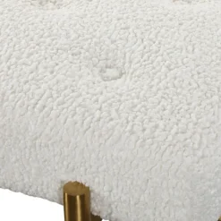 Benches & Ottomans-Kirkland's Home Boucle Seat And Gold Legs Bench White