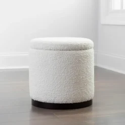 Benches & Ottomans-Kirkland's Home Boucle Storage Ottoman White