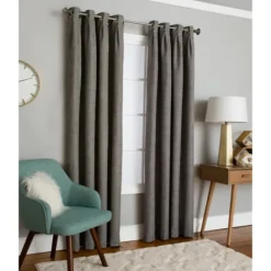 Curtains & Drapes-Kirkland's Home Box Pleated Single Curtain Panel, 84 In. Gray