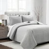 Quilts-Kirkland's Home Box Stitch Cotton Full/Queen 3-Pc. Quilt Set Gray