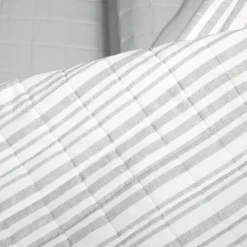 Quilts-Kirkland's Home Box Stitch Cotton King 3-Pc. Quilt Set Gray