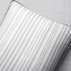 Quilts-Kirkland's Home Box Stitch Cotton King 3-Pc. Quilt Set Gray