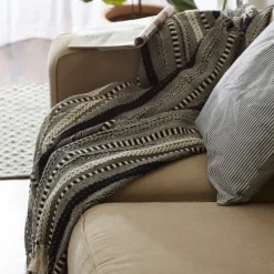 Blankets & Throws-Kirkland's Home Braided Fringe Throw Black