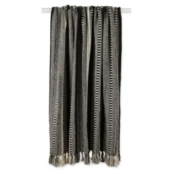 Blankets & Throws-Kirkland's Home Braided Fringe Throw Black