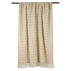 Blankets & Throws-Kirkland's Home Brandy Plaid Fringed Throw Tan