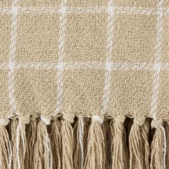Blankets & Throws-Kirkland's Home Brandy Plaid Fringed Throw Tan