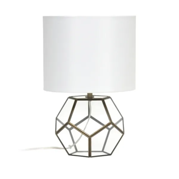 Table Lamps-Kirkland's Home Brass And Glass Octagon Table Lamp White
