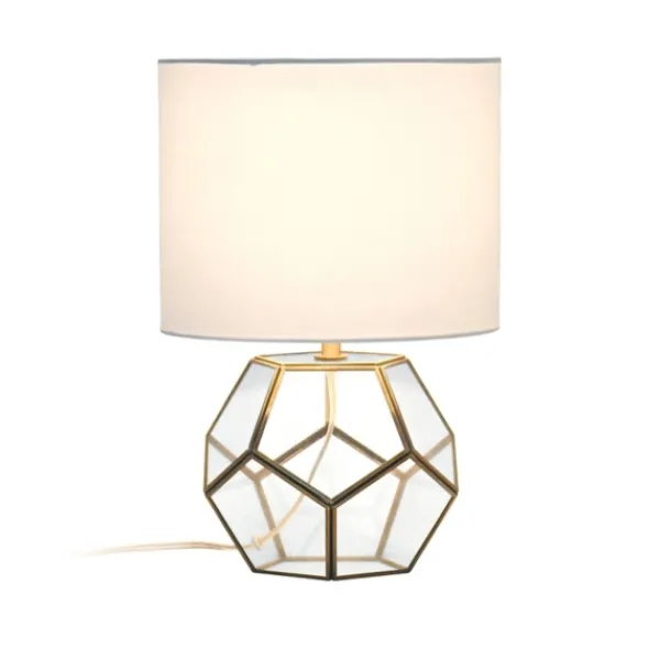 Table Lamps-Kirkland's Home Brass And Glass Octagon Table Lamp White