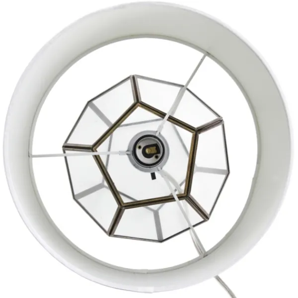 Table Lamps-Kirkland's Home Brass And Glass Octagon Table Lamp White