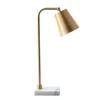 Table Lamps-Kirkland's Home Brass Cone Table Lamp With Marble Base Gold