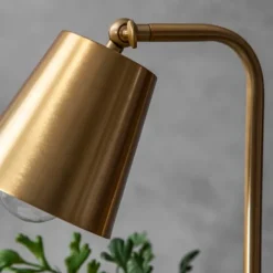 Table Lamps-Kirkland's Home Brass Cone Table Lamp With Marble Base Gold