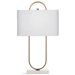 Table Lamps-Kirkland's Home Brass Open Oval Table Lamp White