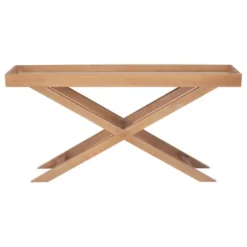 Console Tables-Kirkland's Home Brazilian Pine Tray Top Console Table Tan