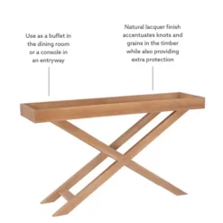 Console Tables-Kirkland's Home Brazilian Pine Tray Top Console Table Tan