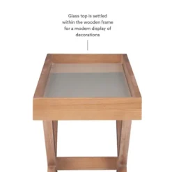 Console Tables-Kirkland's Home Brazilian Pine Tray Top Console Table Tan