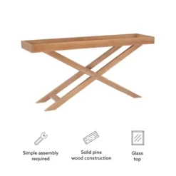 Console Tables-Kirkland's Home Brazilian Pine Tray Top Console Table Tan