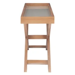 Console Tables-Kirkland's Home Brazilian Pine Tray Top Console Table Tan